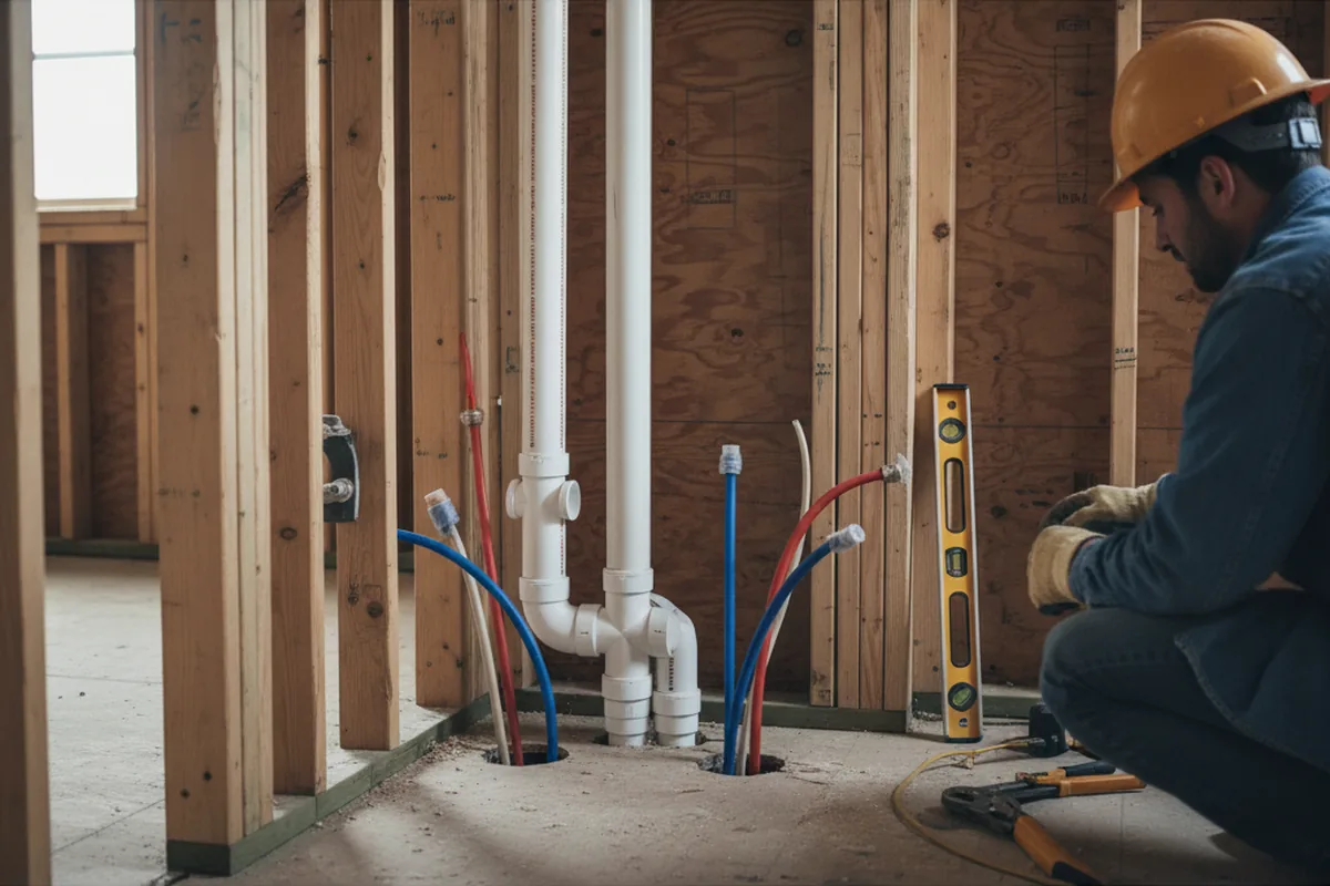 Drain and supply rough-in during Leak Detection in Independence